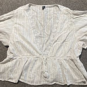 SHEIN 4XL (equates to 3XL) white deep v-neck elastic waist blouse. Super cute!